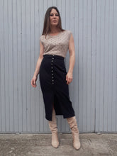 Charger l'image dans la galerie, Jupe vintage Leslee - Taille haute boutonnée. Noire Taille M, 38, 40