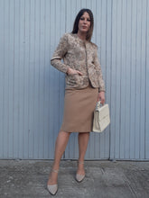 Charger l'image dans la galerie, Ensemble vintage Viviane - Laine beige fleurie. Taille S, 36, 38. Devernois Paris