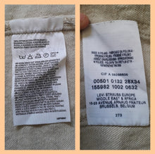 Charger l'image dans la galerie, Jean Levi's 501. Coton Beige. Taille S, 36, 38. W28 L34.