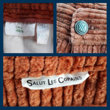Charger l'image dans la galerie, Pantalon vintage Françoise - Salut les copains. Velours côtelé brique. Taille XS, 34, 36