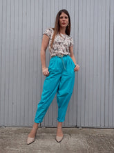 Charger l'image dans la galerie, Pantalon vintage Romy - Bleu turquoise. Coupe XXL.Taille S, 36, 38. Fabriqué en France