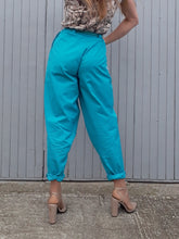 Charger l'image dans la galerie, Pantalon vintage Romy - Bleu turquoise. Coupe XXL.Taille S, 36, 38. Fabriqué en France