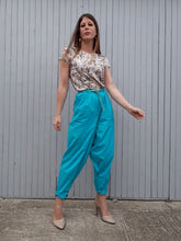 Charger l'image dans la galerie, Pantalon vintage Romy - Bleu turquoise. Coupe XXL.Taille S, 36, 38. Fabriqué en France