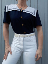Charger l'image dans la galerie, Chemisier vintage Clara - Marinière à col vareuse. Taille M, 38, 40