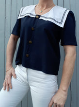 Charger l'image dans la galerie, Chemisier vintage Clara - Marinière à col vareuse. Taille M, 38, 40