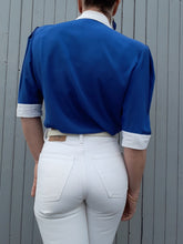 Charger l'image dans la galerie, Chemisier vintage Noëlla - Tissu contrastant. Taille M, 38, 40. Fabriqué en France