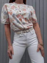 Charger l'image dans la galerie, Cardigan vintage Anissa - Imprimé floral pastel. Taille M, 38, 40. Fabriqué en France