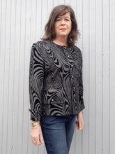 Charger l'image dans la galerie, Veste, blazer Caroline Rohmer zébré noir et gris. Taille XXL, 44. Couleurs Vintage