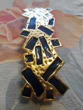 Charger l'image dans la galerie, Barrette à cheveux Doce Vita en métal et patte de verre. Couleurs Vintage. Métal martelé, émail, patte de verre.