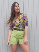 Charger l'image dans la galerie, Short vintage. Vert Anis. Taille haute. S, 36, 38