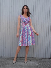 Charger l'image dans la galerie, Robe vintage Amélia - Doux motifs géométriques. Taille S, 34, 36