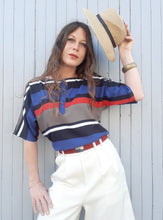 Charger l'image dans la galerie, Top vintage Lola - Rayé. Taille M, 38, 40. Fabriqué en France