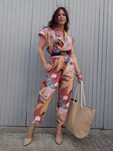 Charger l'image dans la galerie, Combinaison vintage Mathilde - Imprimé tropical. Taille S, 36, 38. Made in France.