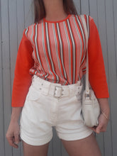 Charger l'image dans la galerie, Polo vintage Marielle - Rayé. Orange et blanc .Taille M, 38, 40