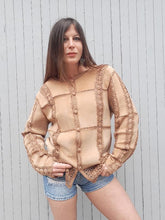 Charger l'image dans la galerie, Veste vintage Léna - Cuir camel et Crochet. Taille XL, 42, 44