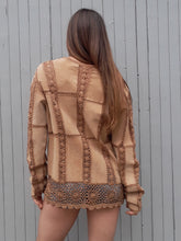 Charger l'image dans la galerie, Veste vintage Léna - Cuir camel et Crochet. Taille XL, 42, 44