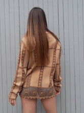 Charger l'image dans la galerie, Veste vintage Léna - Cuir camel et Crochet. Taille XL, 42, 44
