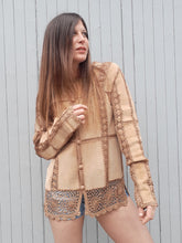 Charger l'image dans la galerie, Veste vintage Léna - Cuir camel et Crochet. Taille XL, 42, 44