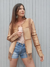 Charger l'image dans la galerie, Veste vintage Léna - Cuir camel et Crochet. Taille XL, 42, 44