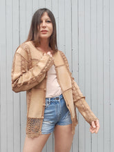Charger l'image dans la galerie, Veste vintage Léna - Cuir camel et Crochet. Taille XL, 42, 44