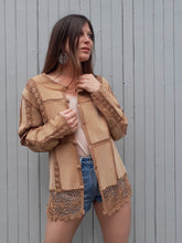 Charger l'image dans la galerie, Veste vintage Léna - Cuir camel et Crochet. Taille XL, 42, 44
