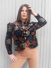 Charger l'image dans la galerie, Veste vintage Amandine - Panne de velours rayé et fleuri. Fabriqué en France. Taille L, 40, 42