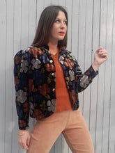 Charger l'image dans la galerie, Veste vintage Amandine - Panne de velours rayé et fleuri. Fabriqué en France. Taille L, 40, 42