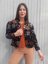 Charger l'image dans la galerie, Veste vintage Amandine - Panne de velours rayé et fleuri. Fabriqué en France. Taille L, 40, 42