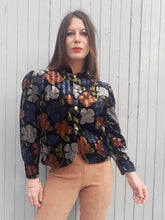Charger l'image dans la galerie, Veste vintage Amandine - Panne de velours rayé et fleuri. Fabriqué en France. Taille L, 40, 42