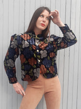 Charger l'image dans la galerie, Veste vintage Amandine - Panne de velours rayé et fleuri. Fabriqué en France. Taille L, 40, 42