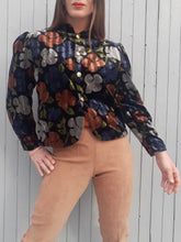 Charger l'image dans la galerie, Veste vintage Amandine - Panne de velours rayé et fleuri. Fabriqué en France. Taille L, 40, 42