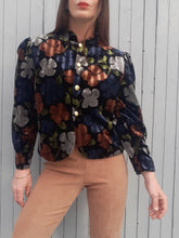 Charger l'image dans la galerie, Veste vintage Amandine - Panne de velours rayé et fleuri. Fabriqué en France. Taille L, 40, 42