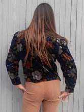Charger l'image dans la galerie, Veste vintage Amandine - Panne de velours rayé et fleuri. Fabriqué en France. Taille L, 40, 42