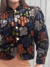 Charger l'image dans la galerie, Veste vintage Amandine - Panne de velours rayé et fleuri. Fabriqué en France. Taille L, 40, 42