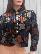 Charger l'image dans la galerie, Veste vintage Amandine - Panne de velours rayé et fleuri. Fabriqué en France. Taille L, 40, 42