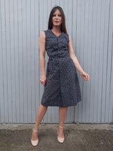 Charger l'image dans la galerie, Robe vintage Lucia - Pois et fleurs violettes. Taille S, 36, 38. Fabriqué en France