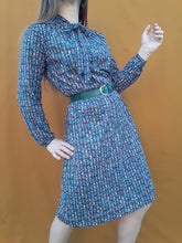 Charger l'image dans la galerie, Robe vintage Isabel - Imprimé géométrique et lien au col. Taille S, 36, 38