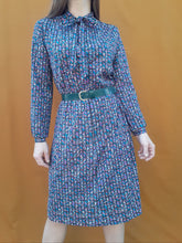 Charger l'image dans la galerie, Robe vintage Isabel - Imprimé géométrique et lien au col. Taille S, 36, 38