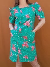 Charger l'image dans la galerie, Robe vintage Joëlle - A pois et fleurs. Taille S, 36, 38