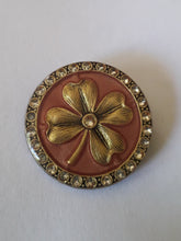 Charger l'image dans la galerie, Broche vintage Léa - Catherine Popesco. Trèfle à quatre feuilles en résine et cristaux