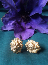 Charger l'image dans la galerie, Boucles d'oreilles vintage Andi - Têtes de lions dorée. Fermoir clou