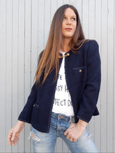 Charger l'image dans la galerie, Veste vintage Charline - Tweed bleu marine. Création Varlay. Taille M, 38, 40. Fabriqué en France.