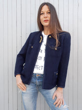 Charger l'image dans la galerie, Veste vintage Charline - Tweed bleu marine. Création Varlay. Taille M, 38, 40. Fabriqué en France.