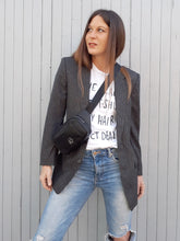 Charger l'image dans la galerie, Veste vintage Carmen. Yves Saint Laurent. Grise à rayures. Taille S, 36, 38. Fabriqué en France