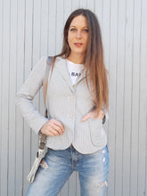 Charger l'image dans la galerie, Veste Irène - A rayures grises et bleues. Manoukian. Taille S, 34, 36