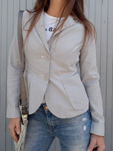 Charger l'image dans la galerie, Veste Irène - A rayures grises et bleues. Manoukian. Taille S, 34, 36