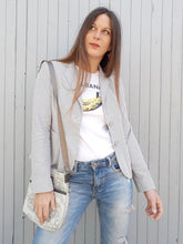 Charger l'image dans la galerie, Veste Irène - A rayures grises et bleues. Manoukian. Taille S, 34, 36