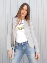 Charger l'image dans la galerie, Veste Irène - A rayures grises et bleues. Manoukian. Taille S, 34, 36