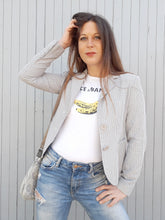 Charger l'image dans la galerie, Veste Irène - A rayures grises et bleues. Manoukian. Taille S, 34, 36