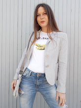 Charger l'image dans la galerie, Veste Irène - A rayures grises et bleues. Manoukian. Taille S, 34, 36